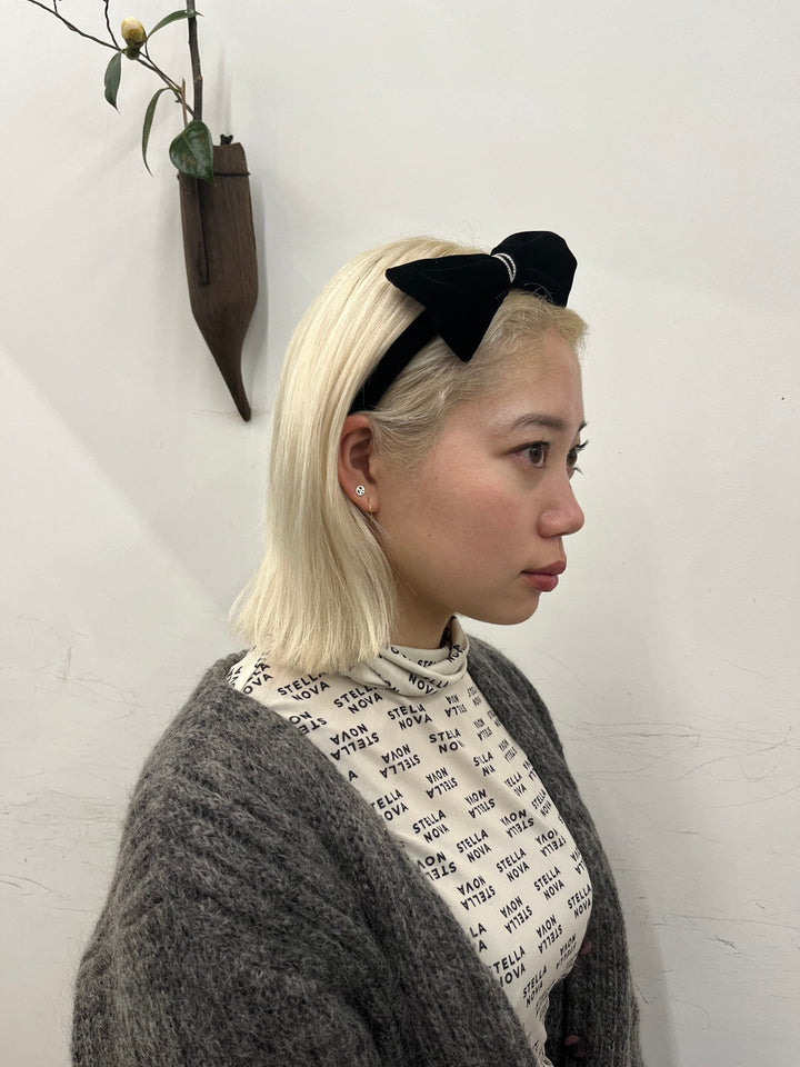 Velvet bow bow headband (Small)