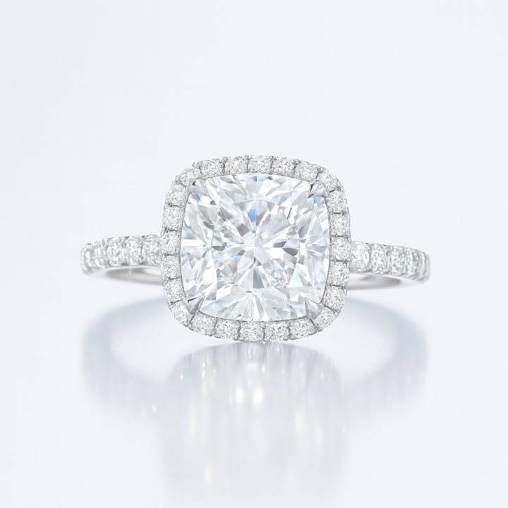 Cushion halo pave ring