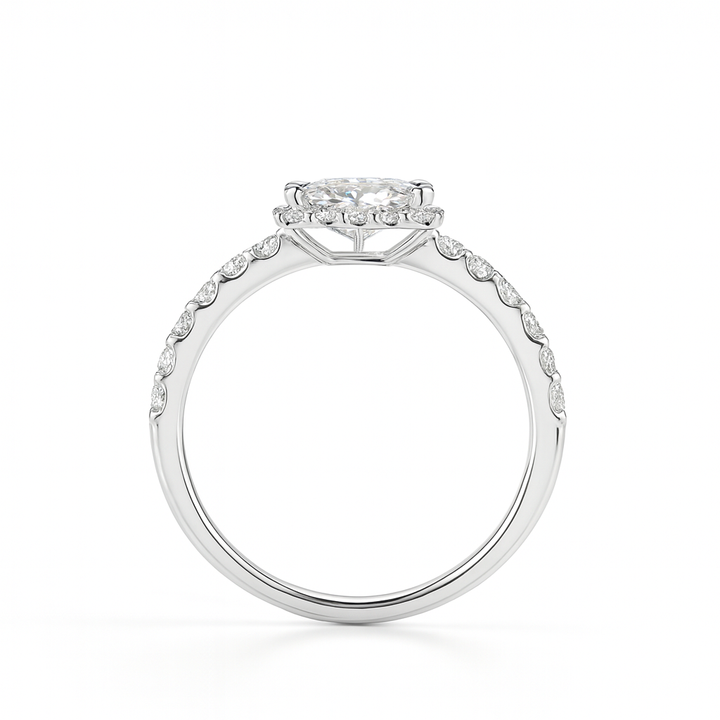 Round Halo Square Pave Ring