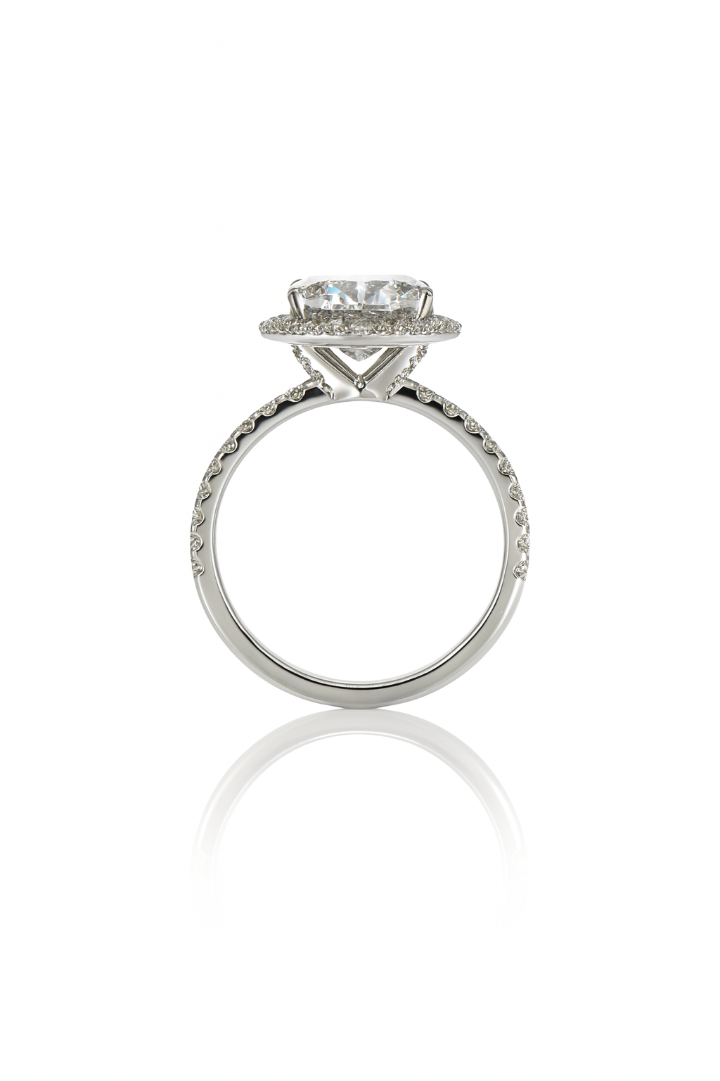Pear shape halo pave ring