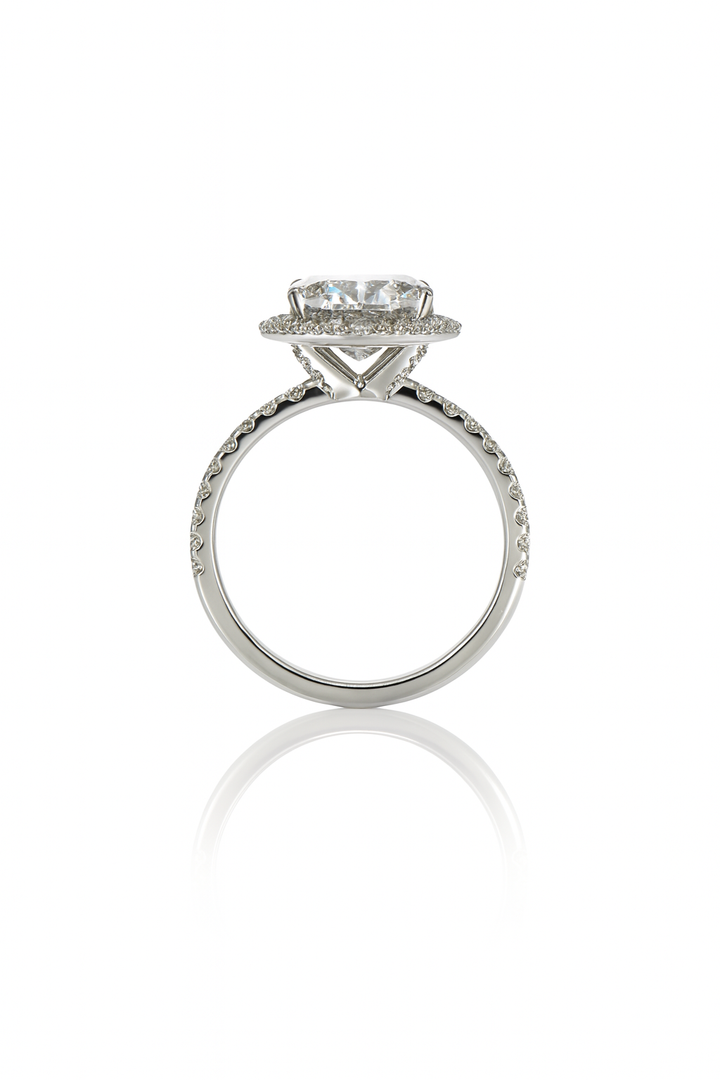Pear shape halo pave ring