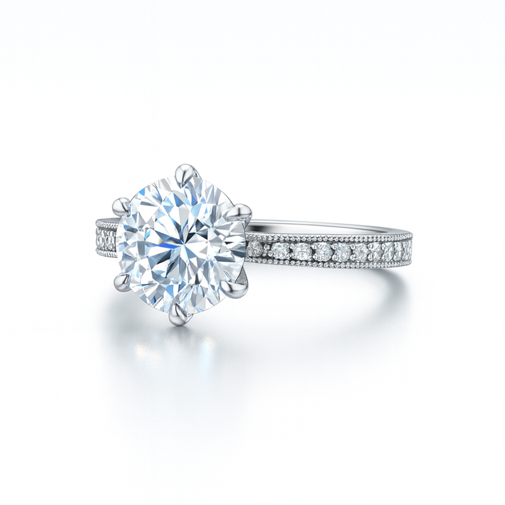 Round brilliant milgrain pave