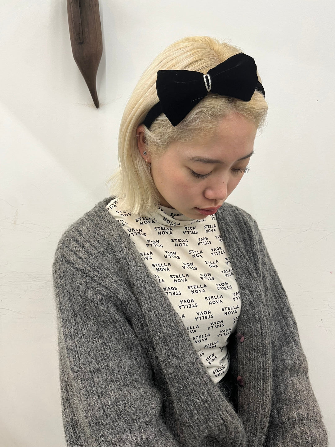 Velvet bow bow headband (Small)