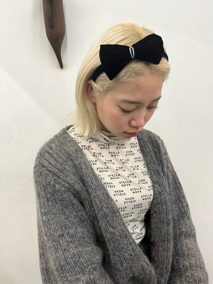 Velvet bow bow headband (Small)
